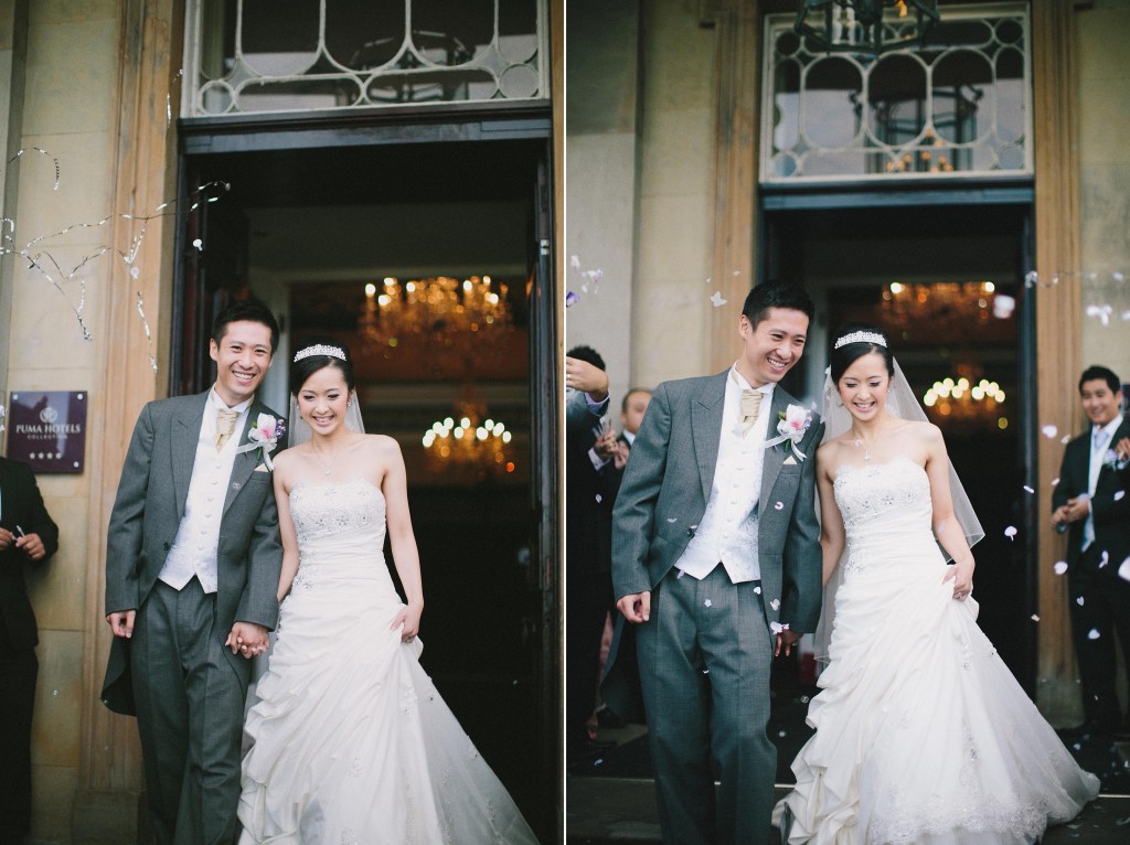 nicholas-lau-nicholau-london-film-photography-chinese-asian-wedding-bride-groom-leaving-confetti-streamers-silver-holding-hands