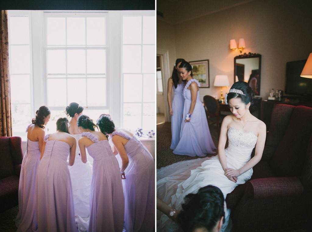 nicholas-lau-nicholau-london-film-photography-chinese-asian-wedding-bridesmaids-adjusting-dress-for-bride-help-getting-ready