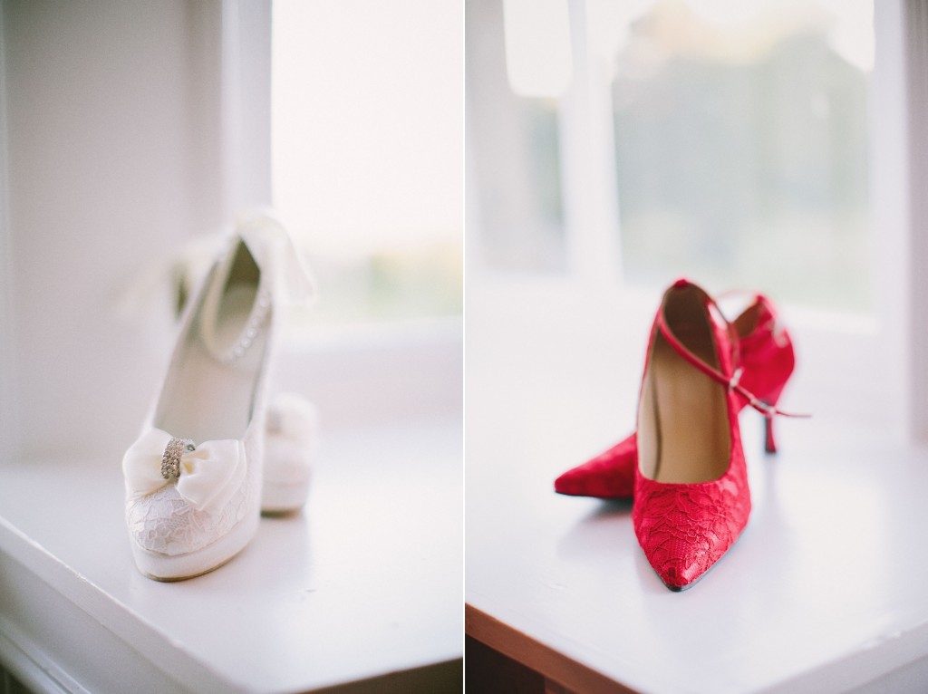 nicholas-lau-nicholau-london-film-photography-chinese-asian-wedding-shoes-western-eastern-red-white-bows-heels-ankle-straps