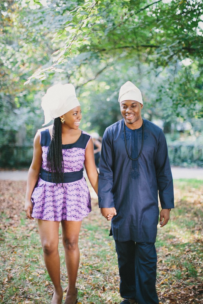 nicholau-nicholas-lau-photography-couples-session-pre-wedding-engagement-love-african-london-gele-headdress-traditional-tunic-clothes-park-garden