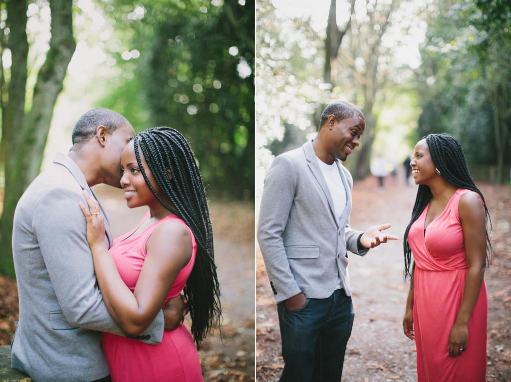 nicholau-nicholas-lau-photography-couples-session-pre-wedding-engagement-love-african-london-woods-park-garden-coral-dress-grey-blazer