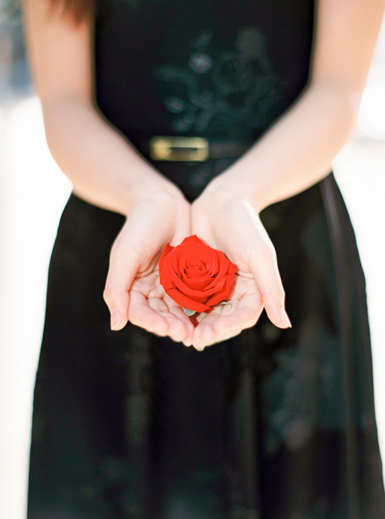 nicholas-lau-nicholau-katrina-li-taiwanese-little-black-dress-red-rose-london-portra-800-eos3-holding-flower