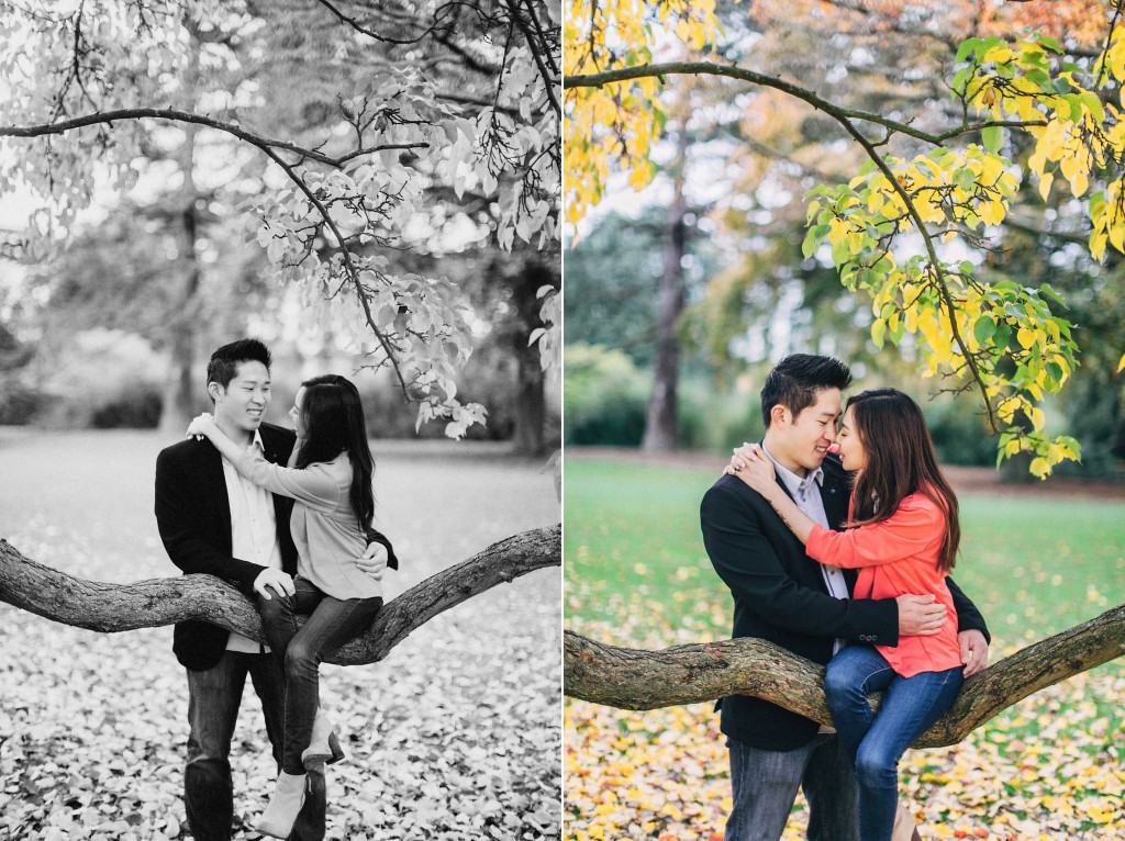 nicholau-nicholas-lau-couple-pre-wedding-film-fine-art-photography-red-blazer-leaves-fall-autumn-kew-gardens-uk-london-branch-chinese-sitting-tree