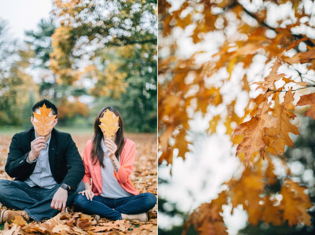 nicholau-nicholas-lau-couple-pre-wedding-film-fine-art-photography-red-blazer-leaves-fall-autumn-kew-gardens-uk-london-leaf-mask-sitting-close-up
