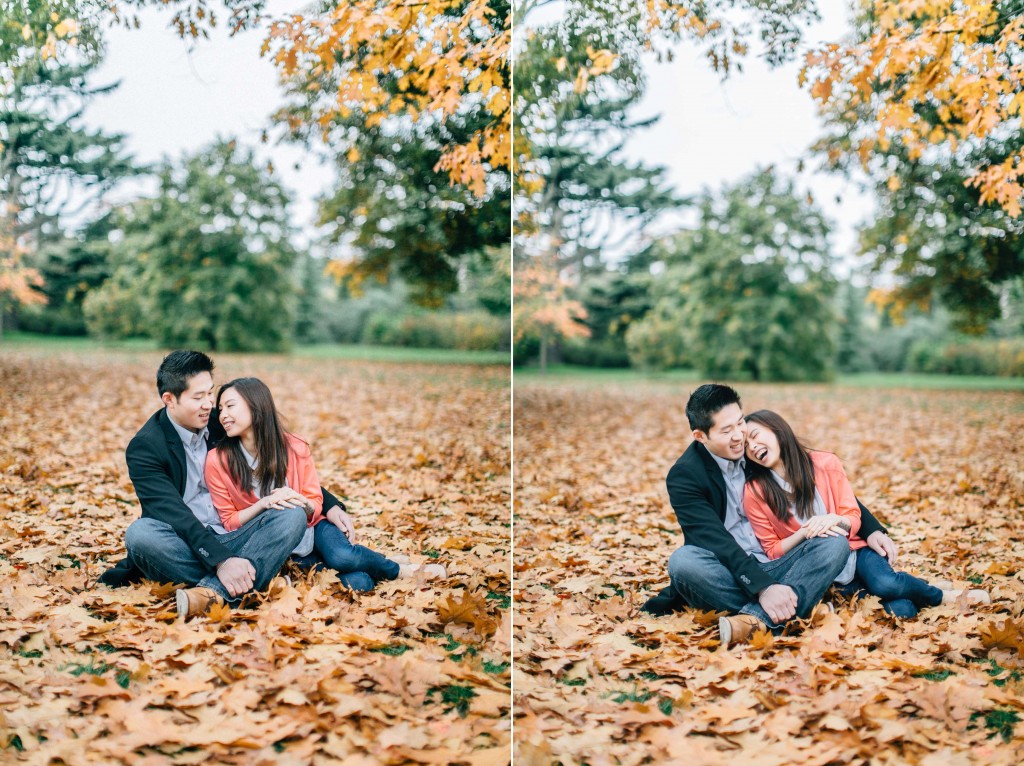 nicholau-nicholas-lau-couple-pre-wedding-film-fine-art-photography-red-blazer-leaves-fall-autumn-kew-gardens-uk-london-sitting-cuddling-pile-of