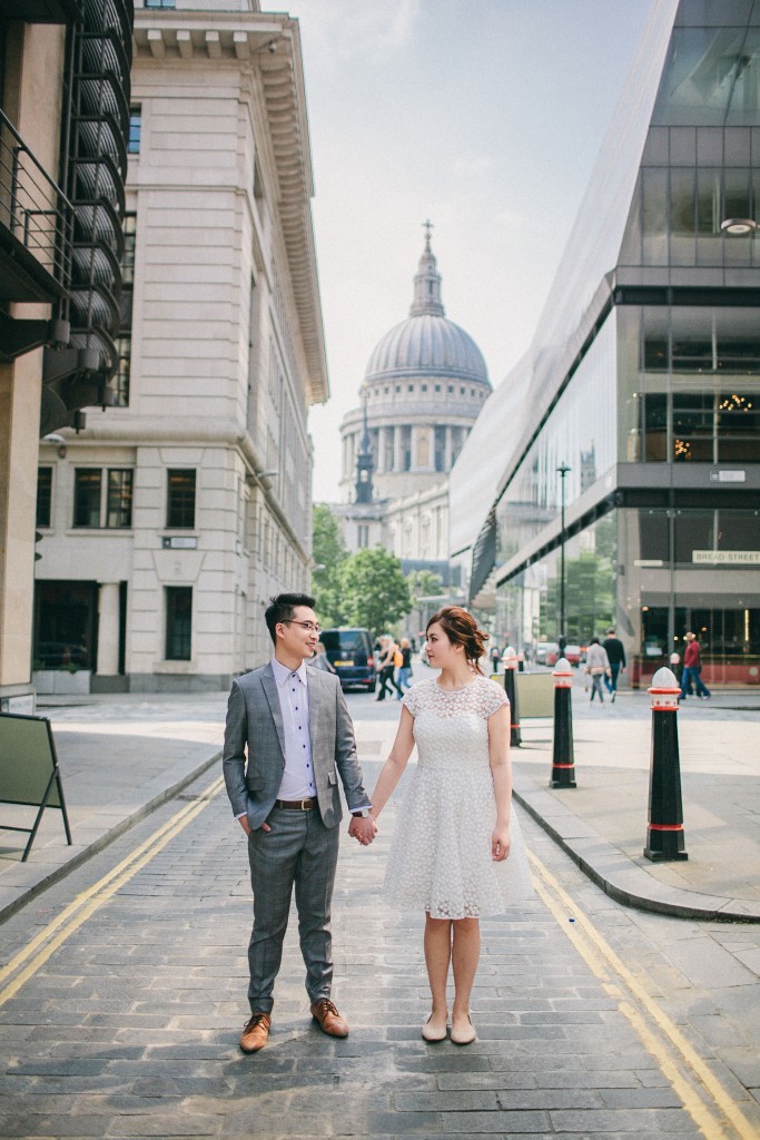 nicholas-lau-nicholau-photo-photography-fine-art-hybrid-engagement-chinese-asian-couple-london-uk-white-dress-grey-suit-st-pauls-black-white-summer-sky