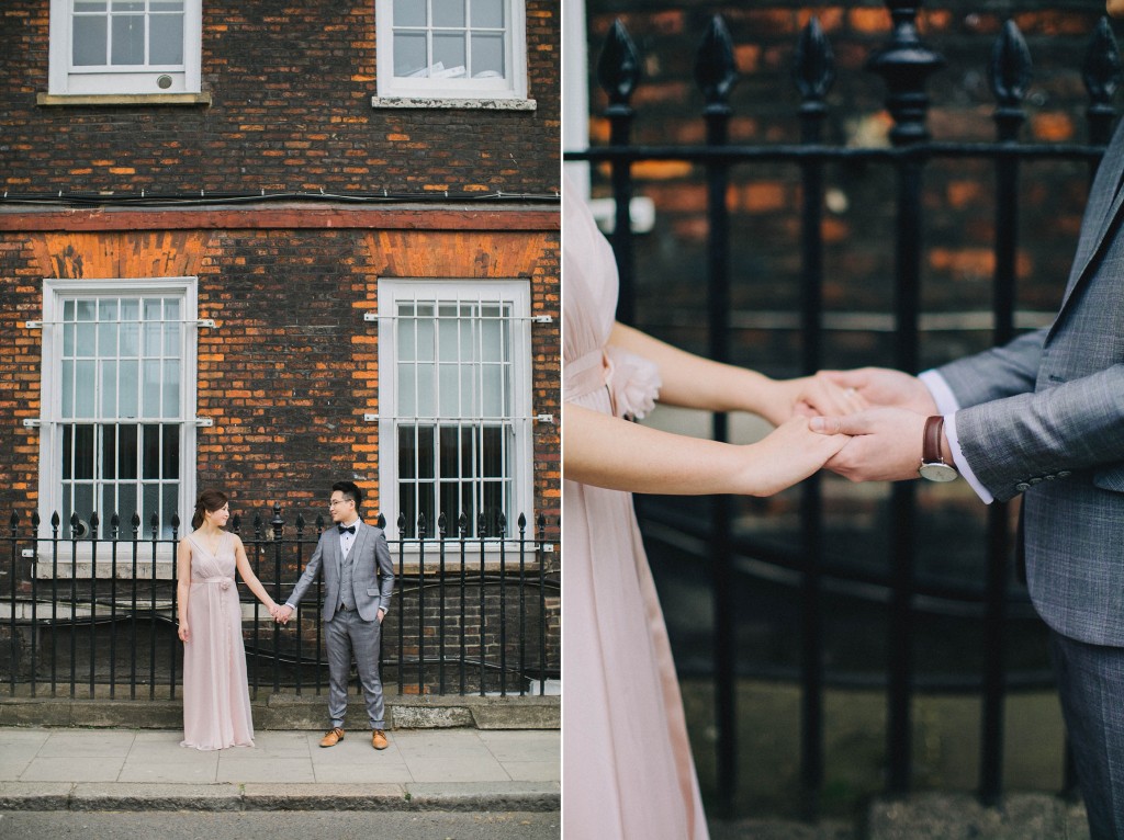 nicholas-lau-nicholau-photo-photography-fine-art-hybrid-engagement-chinese-asian-couple-london-uk-white-dress-grey-suit-wrought-iron-gate-holding-hands